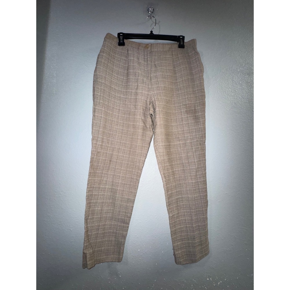 Pendleton Womens Petite 12‎ Tan Virgin Wool Basketweave Straight Leg Trousers
